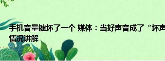 手机音量键坏了一个 媒体：当好声音成了“坏声音” 基本情况讲解