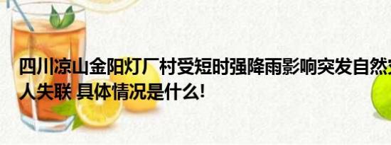 四川凉山金阳灯厂村受短时强降雨影响突发自然灾害 仍有6人失联 具体情况是什么!