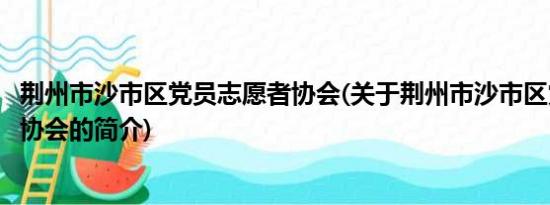 荆州市沙市区党员志愿者协会(关于荆州市沙市区党员志愿者协会的简介)