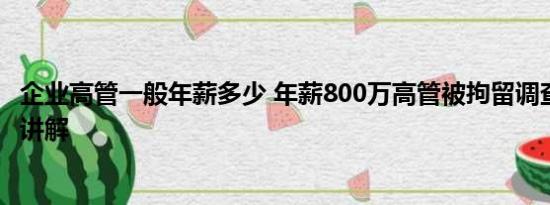 企业高管一般年薪多少 年薪800万高管被拘留调查 基本情况讲解