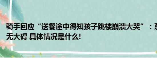 骑手回应“送餐途中得知孩子跳楼崩溃大哭”：系误读 孩子无大碍 具体情况是什么!