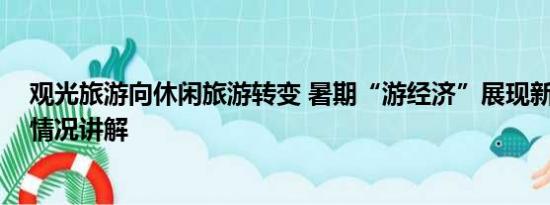 观光旅游向休闲旅游转变 暑期“游经济”展现新活力 基本情况讲解