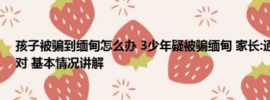 孩子被骗到缅甸怎么办 3少年疑被骗缅甸 家长:通话语气不对 基本情况讲解