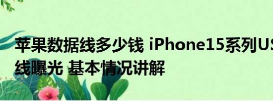 苹果数据线多少钱 iPhone15系列USBC数据线曝光 基本情况讲解