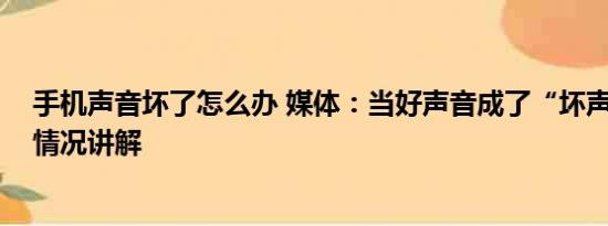 手机声音坏了怎么办 媒体：当好声音成了“坏声音” 基本情况讲解