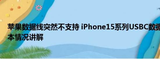 苹果数据线突然不支持 iPhone15系列USBC数据线曝光 基本情况讲解