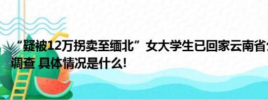 “疑被12万拐卖至缅北”女大学生已回家云南省公安厅介入调查 具体情况是什么!