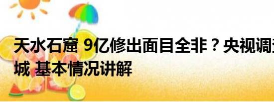 天水石窟 9亿修出面目全非？央视调查天水古城 基本情况讲解