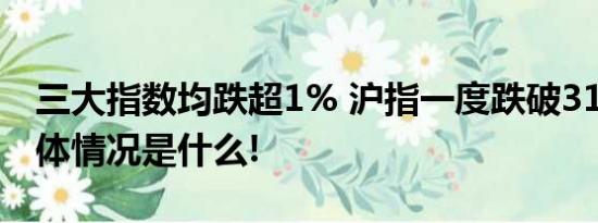 三大指数均跌超1% 沪指一度跌破3100点 具体情况是什么!