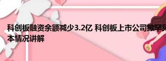 科创板融资余额减少3.2亿 科创板上市公司掀罕见回购潮 基本情况讲解