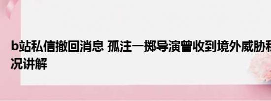 b站私信撤回消息 孤注一掷导演曾收到境外威胁私信 基本情况讲解