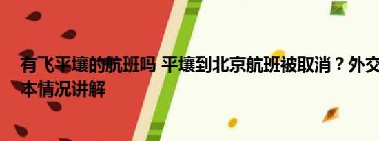 有飞平壤的航班吗 平壤到北京航班被取消？外交部回应 基本情况讲解