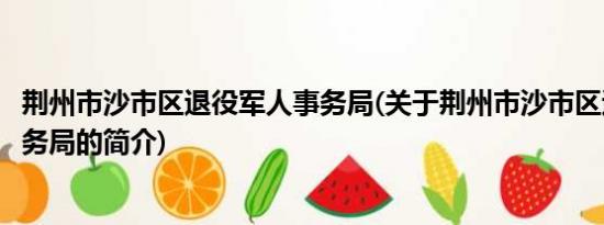 荆州市沙市区退役军人事务局(关于荆州市沙市区退役军人事务局的简介)