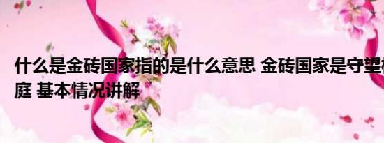 什么是金砖国家指的是什么意思 金砖国家是守望相助的大家庭 基本情况讲解