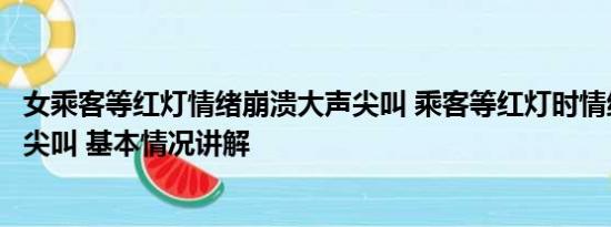 女乘客等红灯情绪崩溃大声尖叫 乘客等红灯时情绪崩溃大声尖叫 基本情况讲解