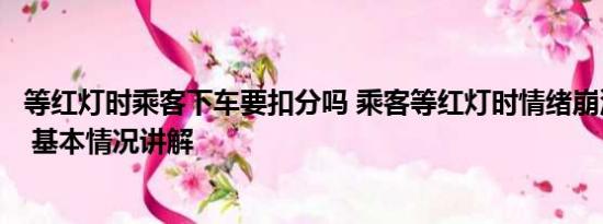 等红灯时乘客下车要扣分吗 乘客等红灯时情绪崩溃大声尖叫 基本情况讲解