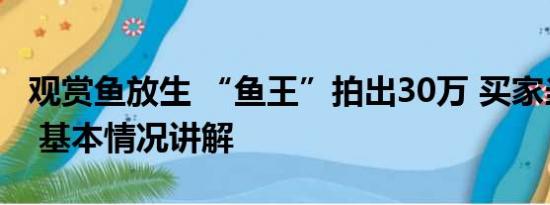 观赏鱼放生 “鱼王”拍出30万 买家当场放生 基本情况讲解