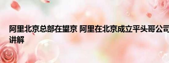 阿里北京总部在望京 阿里在北京成立平头哥公司 基本情况讲解