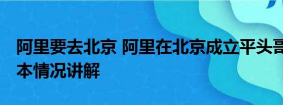 阿里要去北京 阿里在北京成立平头哥公司 基本情况讲解