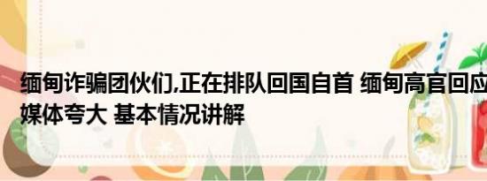 缅甸诈骗团伙们,正在排队回国自首 缅甸高官回应缅北诈骗：媒体夸大 基本情况讲解