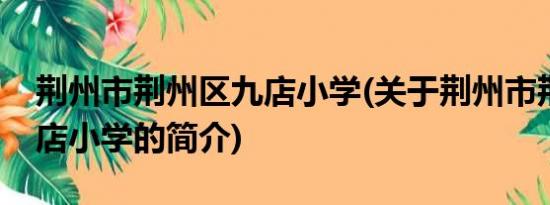 荆州市荆州区九店小学(关于荆州市荆州区九店小学的简介)