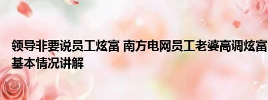 领导非要说员工炫富 南方电网员工老婆高调炫富?官方回应 基本情况讲解