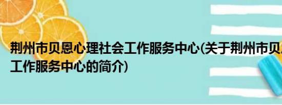 荆州市贝恩心理社会工作服务中心(关于荆州市贝恩心理社会工作服务中心的简介)