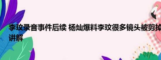 李玟录音事件后续 杨灿爆料李玟很多镜头被剪掉 基本情况讲解