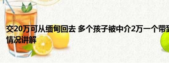 交20万可从缅甸回去 多个孩子被中介2万一个带到缅甸 基本情况讲解