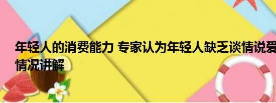 年轻人的消费能力 专家认为年轻人缺乏谈情说爱能力 基本情况讲解