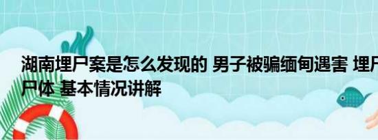 湖南埋尸案是怎么发现的 男子被骗缅甸遇害 埋尸地未找到尸体 基本情况讲解