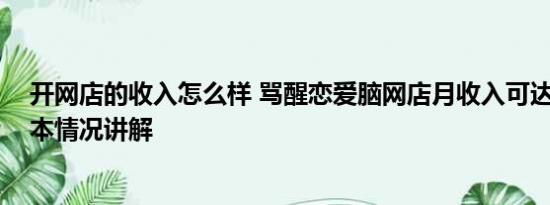 开网店的收入怎么样 骂醒恋爱脑网店月收入可达六七万 基本情况讲解