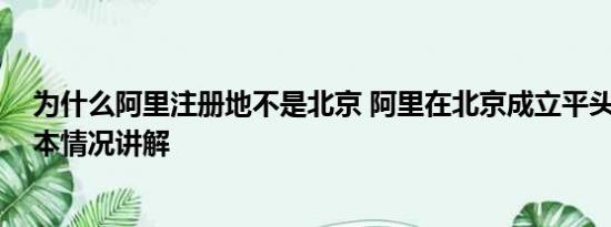 为什么阿里注册地不是北京 阿里在北京成立平头哥公司 基本情况讲解