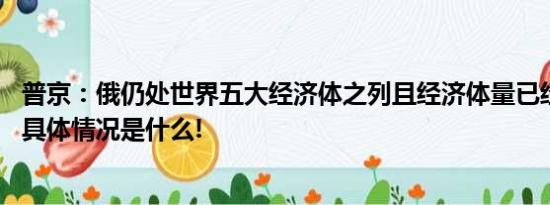 普京：俄仍处世界五大经济体之列且经济体量已经超越德国 具体情况是什么!