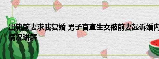 出轨前妻求我复婚 男子官宣生女被前妻起诉婚内出轨 基本情况讲解