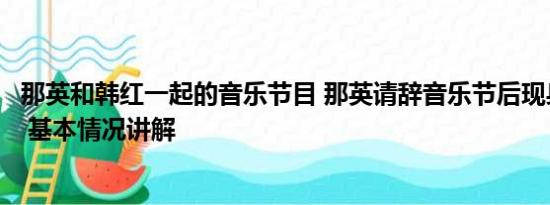 那英和韩红一起的音乐节目 那英请辞音乐节后现身泰国度假 基本情况讲解