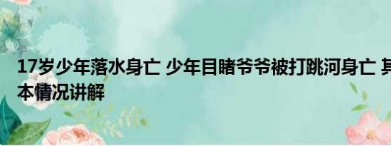 17岁少年落水身亡 少年目睹爷爷被打跳河身亡 其母发声 基本情况讲解