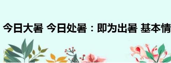 今日大暑 今日处暑：即为出暑 基本情况讲解