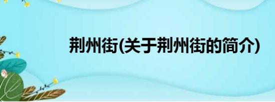 荆州街(关于荆州街的简介)