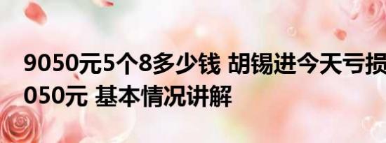 9050元5个8多少钱 胡锡进今天亏损额达到9050元 基本情况讲解