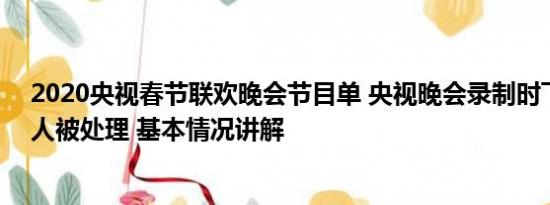 2020央视春节联欢晚会节目单 央视晚会录制时飞无人机 3人被处理 基本情况讲解