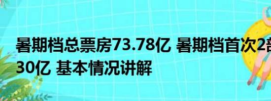 暑期档总票房73.78亿 暑期档首次2部影片破30亿 基本情况讲解