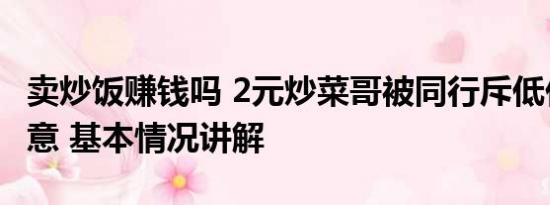 卖炒饭赚钱吗 2元炒菜哥被同行斥低价影响生意 基本情况讲解