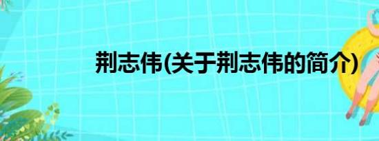 荆志伟(关于荆志伟的简介)