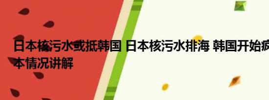 日本核污水或抵韩国 日本核污水排海 韩国开始疯狂抢盐 基本情况讲解