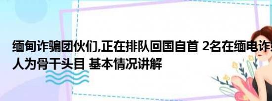 缅甸诈骗团伙们,正在排队回国自首 2名在缅电诈嫌犯回国 1人为骨干头目 基本情况讲解