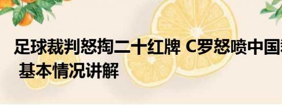 足球裁判怒掏二十红牌 C罗怒喷中国裁判傅明 基本情况讲解