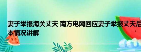 妻子举报海关丈夫 南方电网回应妻子举报丈夫后遭威胁 基本情况讲解