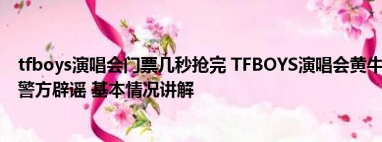 tfboys演唱会门票几秒抢完 TFBOYS演唱会黄牛票200万？警方辟谣 基本情况讲解