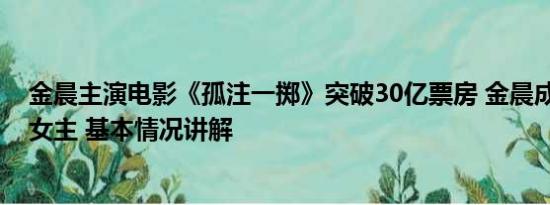 金晨主演电影《孤注一掷》突破30亿票房 金晨成30亿票房女主 基本情况讲解